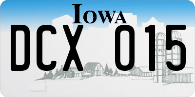 IA license plate DCX015