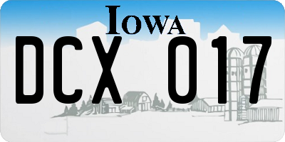 IA license plate DCX017