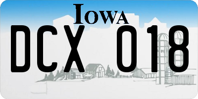 IA license plate DCX018