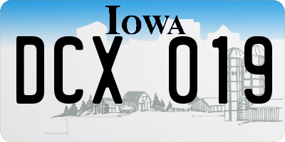 IA license plate DCX019