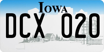 IA license plate DCX020