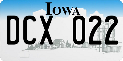 IA license plate DCX022