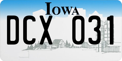 IA license plate DCX031