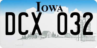 IA license plate DCX032