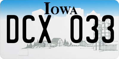 IA license plate DCX033
