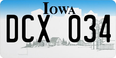 IA license plate DCX034