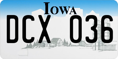 IA license plate DCX036