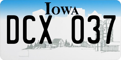 IA license plate DCX037