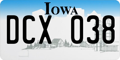 IA license plate DCX038