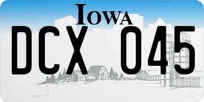 IA license plate DCX045
