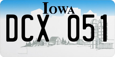IA license plate DCX051