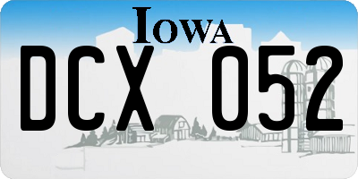IA license plate DCX052