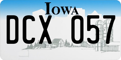 IA license plate DCX057