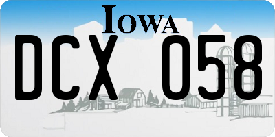 IA license plate DCX058