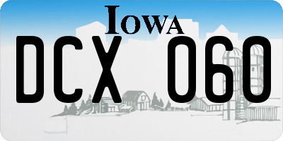 IA license plate DCX060