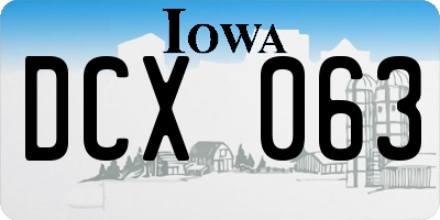 IA license plate DCX063