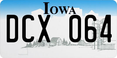 IA license plate DCX064