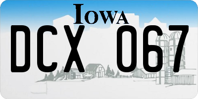 IA license plate DCX067