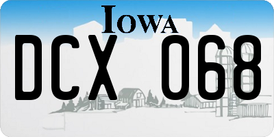 IA license plate DCX068
