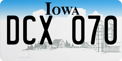 IA license plate DCX070