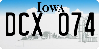 IA license plate DCX074
