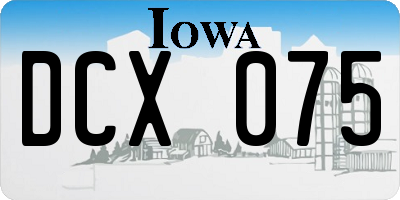 IA license plate DCX075