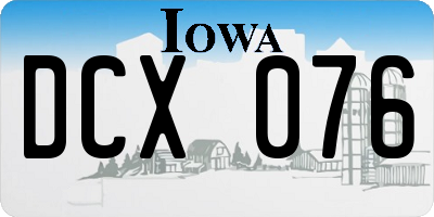 IA license plate DCX076