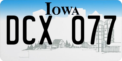 IA license plate DCX077
