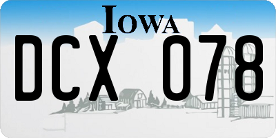 IA license plate DCX078
