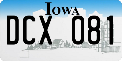 IA license plate DCX081