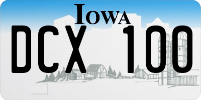 IA license plate DCX100