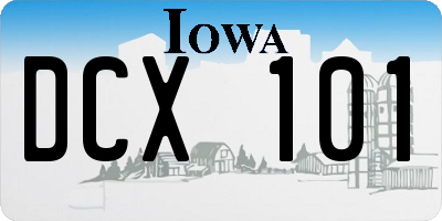 IA license plate DCX101