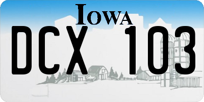 IA license plate DCX103