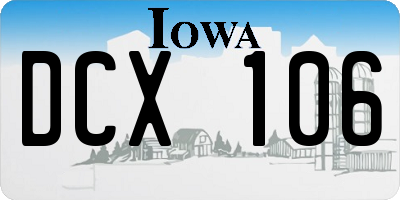 IA license plate DCX106