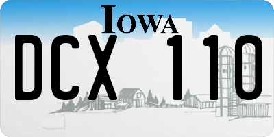 IA license plate DCX110