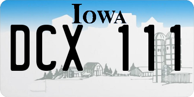 IA license plate DCX111