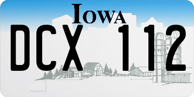 IA license plate DCX112