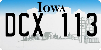 IA license plate DCX113