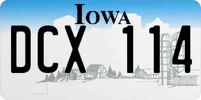IA license plate DCX114