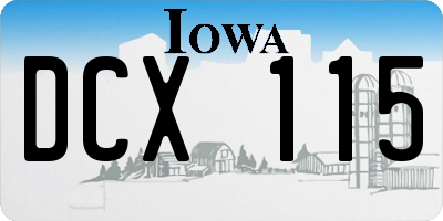 IA license plate DCX115