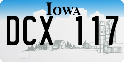 IA license plate DCX117