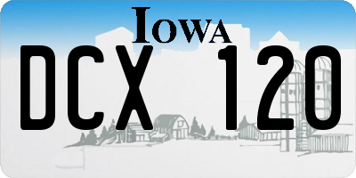IA license plate DCX120