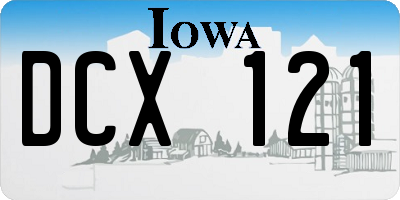 IA license plate DCX121