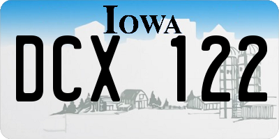 IA license plate DCX122