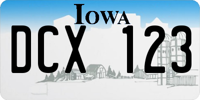 IA license plate DCX123