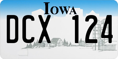 IA license plate DCX124