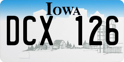 IA license plate DCX126