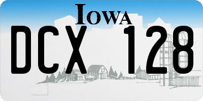 IA license plate DCX128