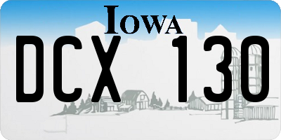 IA license plate DCX130