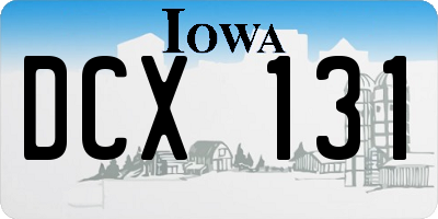 IA license plate DCX131